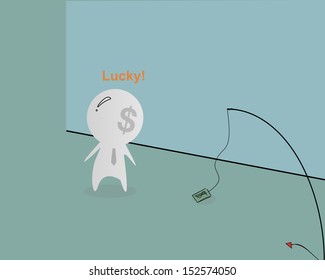 Dollar man with money concept