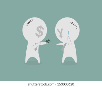 Dollar man and Mr.Yen - loan concept