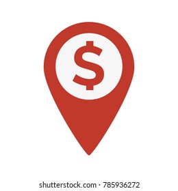 Dollar Map Marker icon on white background. Vector illustration