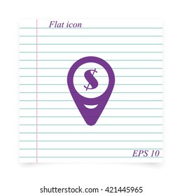 Dollar map pin.