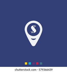 Dollar map pin.