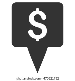 Dollar Map Pointer icon. Vector style is flat iconic symbol with rounded angles, gray color, white background.