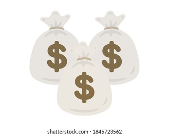 Dollar mark bag icon illustration.