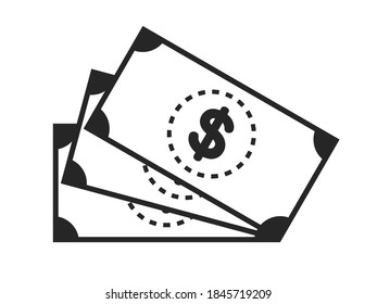 Dollar mark banknote icon illustration.