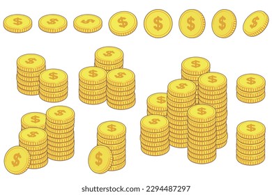 Conjunto de materiales de ilustración de la moneda de marca del dólar