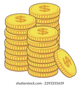 Dollar mark coin tower illustration material