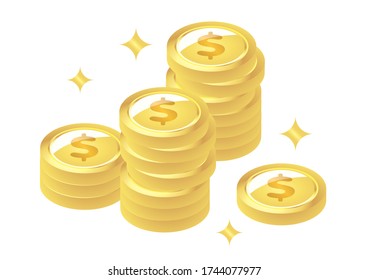 Dollar mark coins piled up. Image of wealth.