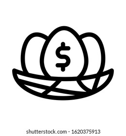 Dollar Mark Eggs Icon Vector. Outline Dollar Mark Eggs Sign. Isolated Contour Symbol Illustration