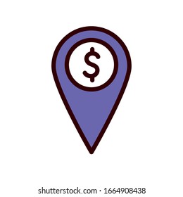 dollar mark line and fill style icon of money financial item banking commerce market payment buy currency accounting and invest theme Vector illustration