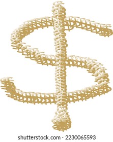 Marca del dólar hecha de montones de dólares