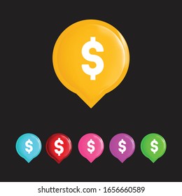 Dollar mark sign icon. Help speech bubble symbol. FAQ sign. Round colorful