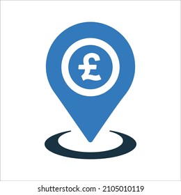 Dollar marker, euro, location icon. Simple editable vector design isolated on a white background.