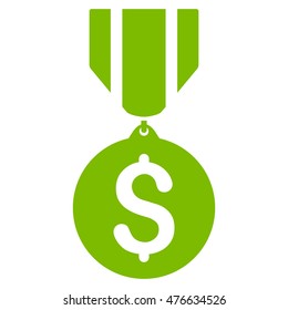 Dollar Medal icon. Vector style is flat iconic symbol with rounded angles, eco green color, white background.
