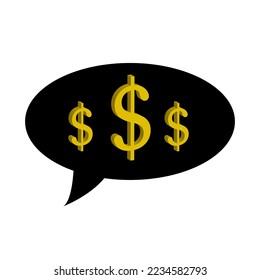 mensajes en dólares. Icono de mensaje de conversación. Comunicación por Internet. Ilustración vectorial. Imagen de archivo. 