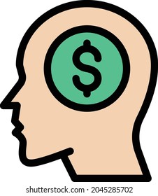 icono de color de línea vectorial de dólar