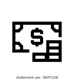 Dollar mini line, icon, background and graphic. The icon is black and white, linear  flat, vector, pixel perfect, minimal, suitable for web and print. 