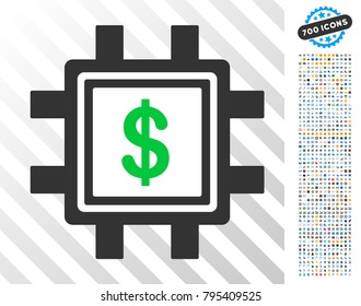 Dollar Mining Pool icon with 700 bonus bitcoin mining and blockchain pictographs. Vector illustration style is flat iconic symbols design for crypto currency software.