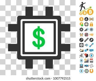 Dollar Mining Pool pictograph with bonus bitcoin mining and blockchain icons. Vector illustration style is flat iconic symbols. Designed for blockchain websites.