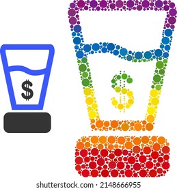 Dollar mixer mosaic icon of circle elements in different sizes and spectrum multicolored color tints. A dotted LGBT-colored dollar mixer for lesbians, gays, bisexuals, and transgenders.