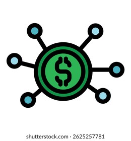 Dollar monetization icon. Outline dollar monetization vector icon color flat isolated