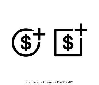 Dollar money with add icon. Vector illustration