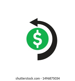 Dollar money and arrow - concept icon design. Cash back sign. Vector illustration. 