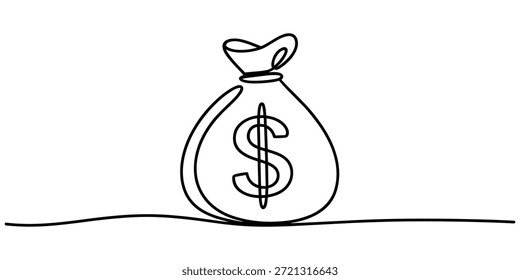 Bolsa de dinero de dólar continua ilustración de dibujo de una línea. Concepto de signo de euro de negocios. Dibujo continuo de una línea de la bolsa de dinero en euros.