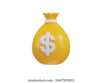 dollar money bag icon 3d rendering vector illustration