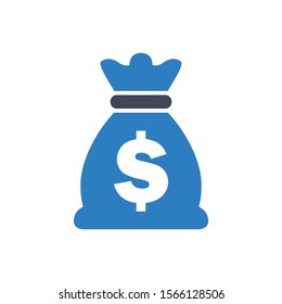 Dollar Money Bag Icon in Blue Gray Color