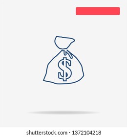 Dollar money bag icon. Vector concept illustration for design.