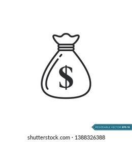 Dollar Money Bag Icon Vector Template Flat Design