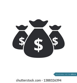 Dollar Money Bag Icon Vector Template Flat Design