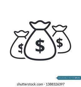 Dollar Money Bag Icon Vector Template Flat Design