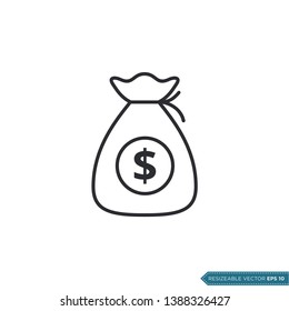 Dollar Money Bag Icon Vector Template Flat Design