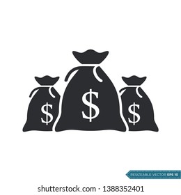 Dollar Money Bag Icon Vector Template Flat Design