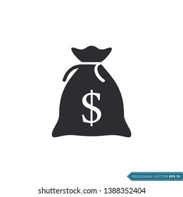 Dollar Money Bag Icon Vector Template Flat Design