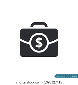 Dollar Money Bag Icon Vector. Suitcase Money Sign Flat Design