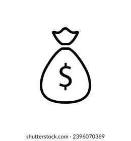 Diseño plano de plantilla de vectores de icono de bolsa de dinero en dólares