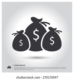dollar money bag icon Vector illustration for web site, mobile application. Simple flat metro design style. Outline Icon. Flat design style