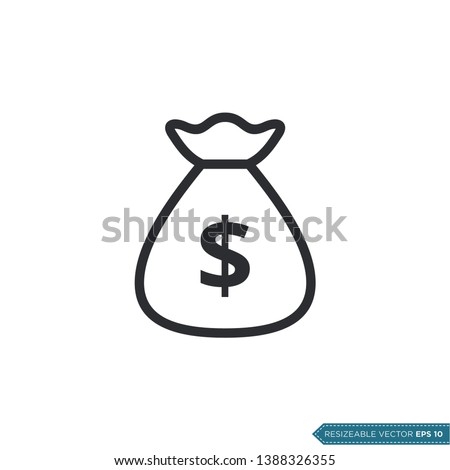 Dollar Money Bag Icon Vector Template Flat Design