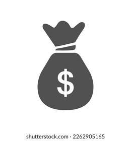 Ilustración del icono del vector aislado de la bolsa de dinero en dólares