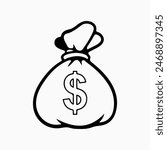 Dollar Money Bag, Money bag with dollar sign, Cut files for Cricut, Clip Art silhouettes, Vector Files for cricut