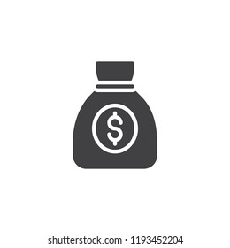 Dollar money bag vector icon. filled flat sign for mobile concept and web design. Wealth solid icon. Symbol, logo illustration. Pixel perfect vector graphics