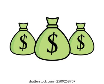 Dollar Money Bag Vector Icon and Symbol Image