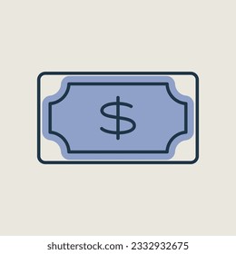 Icono de billete de dinero en dólares. Señal de comercio electrónico. Símbolo gráfico para el diseño del sitio web, logotipo, aplicación, interfaz de usuario. Ilustración del vector, EPS10.