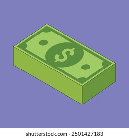 Dollar Money Brick Vector Illustration. Dollar Bill note money. us dollar currency stack