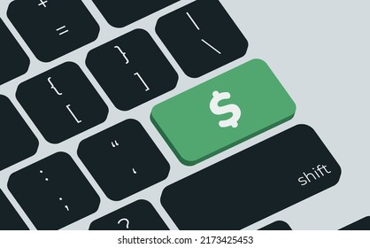 Dollar money business concept with computer keyboard