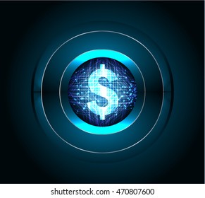 Dollar money business finance, Safety concept, Closed Padlock on digital background, abstract cyber future technology concept background, security. key. vector