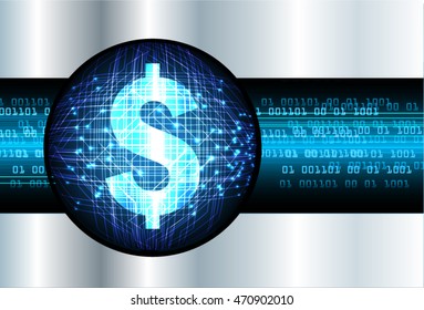 Dollar money business finance, Safety concept, Closed Padlock on digital background, abstract cyber future technology concept background, security. key. vector