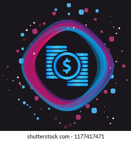 Dollar Money Button - Modern Colorful Vector Icon - Isolated On Black Background
